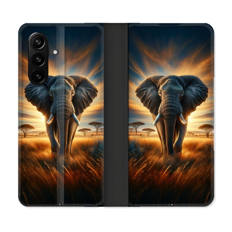 Housse Cuir Portefeuille Pour Samsung Galaxy A57 5G Animal Elephant Savane
