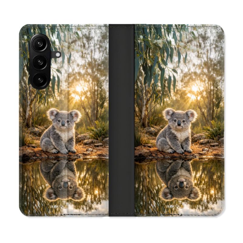 Housse Cuir Portefeuille Pour Samsung Galaxy A57 5G Animal Koala Reflet