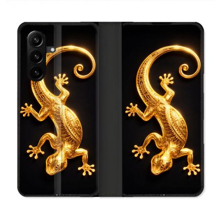 Housse Cuir Portefeuille Pour Samsung Galaxy A57 5G Animal Lezard Noir 2026