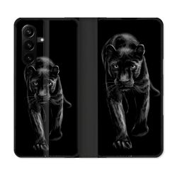 Housse Cuir Portefeuille Pour Samsung Galaxy A57 5G Animal Panthère Noire