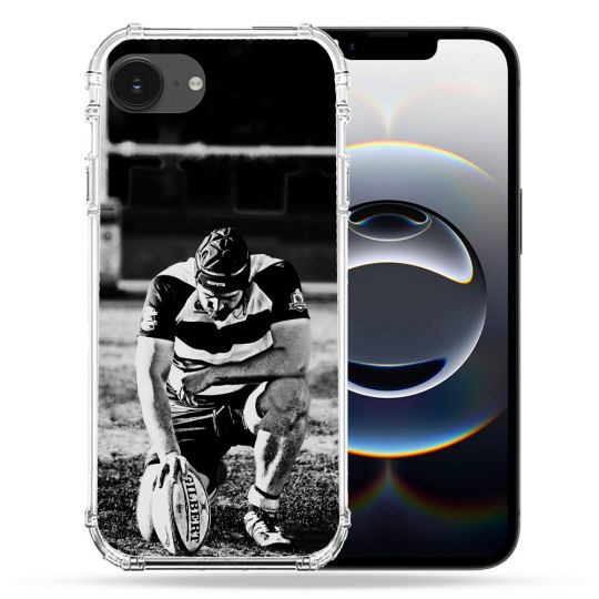 Coque Magnétique Compatible Magsafe Pour Iphone 16e Sport Rugby Noir Blanc