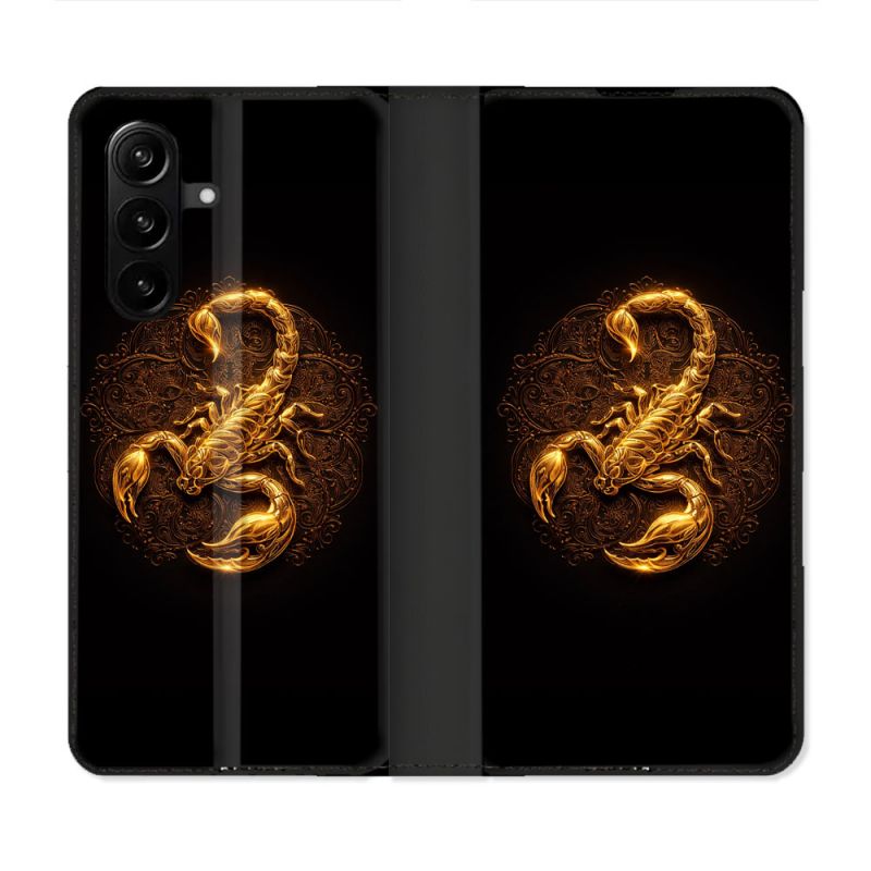 Housse Cuir Portefeuille Pour Samsung Galaxy A57 5G Animal Scorpion Fresque 2026