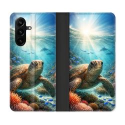 Housse Cuir Portefeuille Pour Samsung Galaxy A57 5G Animal Tortue Marine