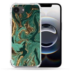 Coque Magnétique Compatible Magsafe Pour Iphone 16e Texture Marbre Vert