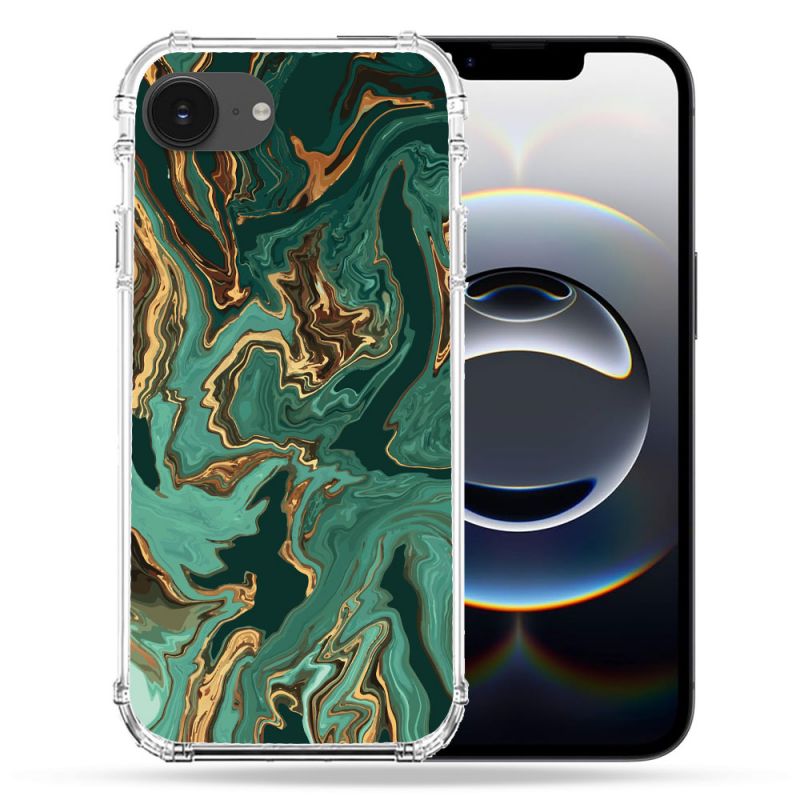 Coque Magnétique Compatible Magsafe Pour Iphone 16e Texture Marbre Vert