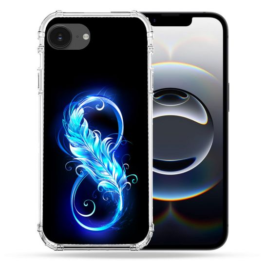 Coque Magnétique Compatible Magsafe Pour Iphone 16e Texture Plume Infini Bleu