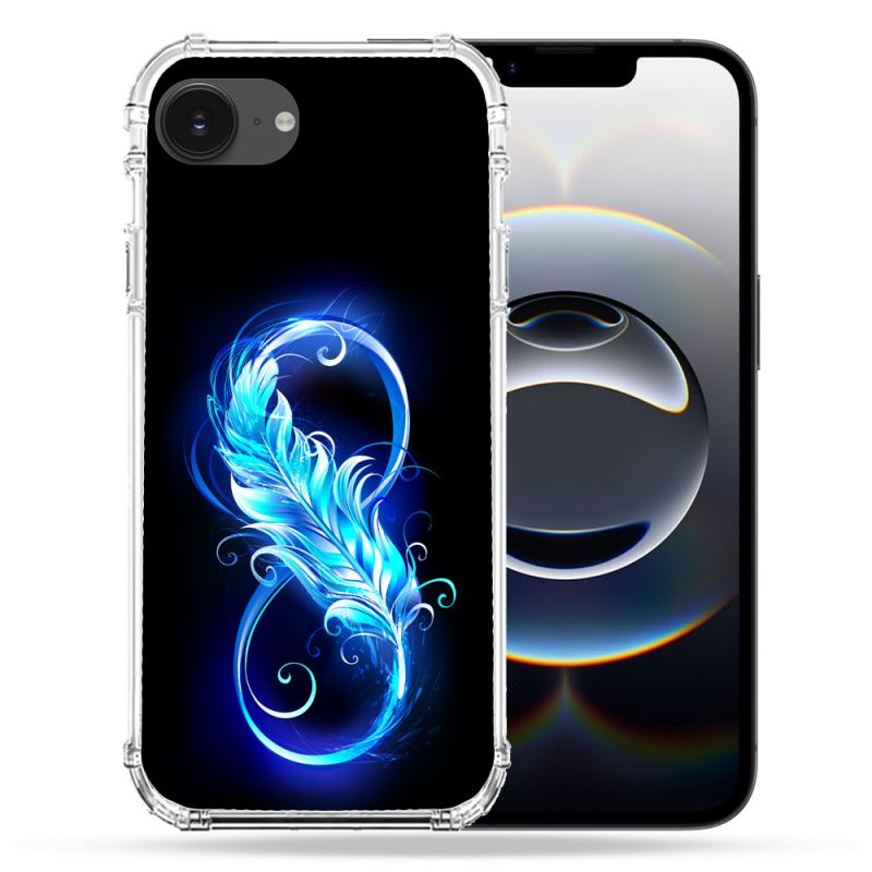 Coque Magnétique Compatible Magsafe Pour Iphone 16e Texture Plume Infini Bleu