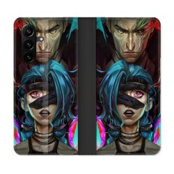 Housse Cuir Portefeuille Pour Samsung Galaxy A57 5G Arcane Jinx Bleu