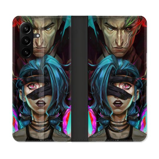 Housse Cuir Portefeuille Pour Samsung Galaxy A57 5G Arcane Jinx Bleu