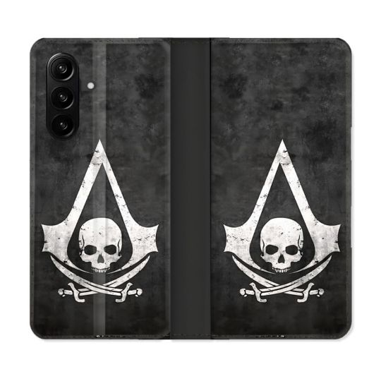 Housse Cuir Portefeuille Pour Samsung Galaxy A57 5G Assassin Creed Tete Mort