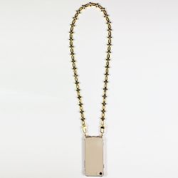 Coque Pour Iphone 16e avec Lanière / Cordon Bijou Diamant Or Clair