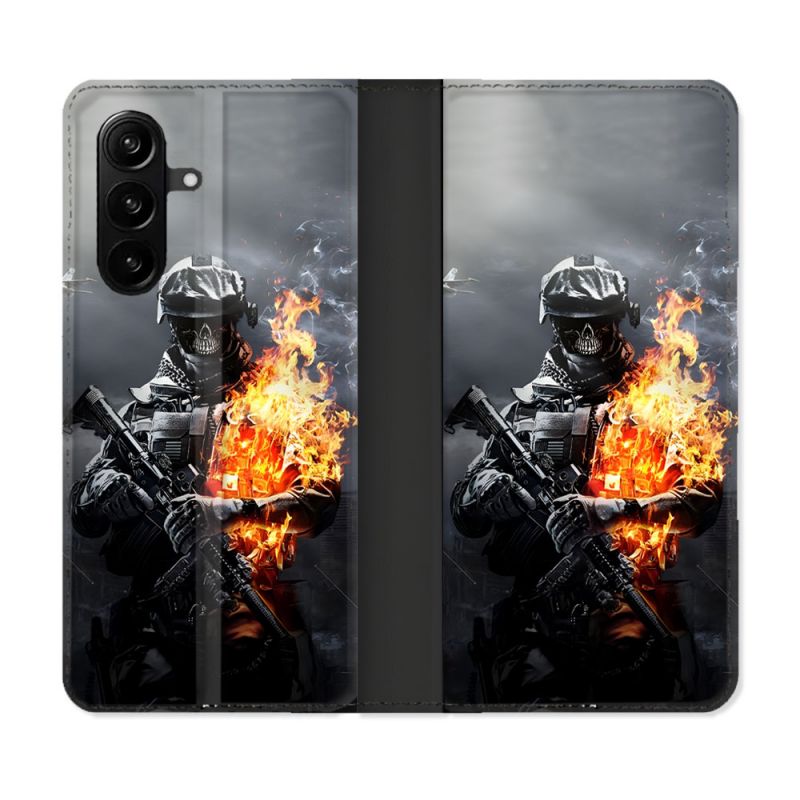 Housse Cuir Portefeuille Pour Samsung Galaxy A57 5G Call Of Duty Squelette