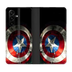 Housse Cuir Portefeuille Pour Samsung Galaxy A57 5G Captain America Bouclier