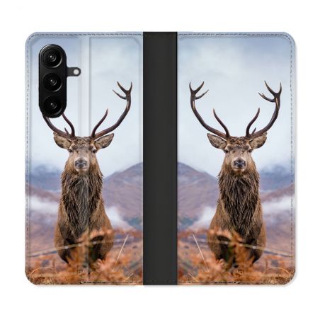 Housse Cuir Portefeuille Pour Samsung Galaxy A57 5G Chasse Chevreuil Montagne