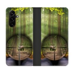 Housse Cuir Portefeuille Pour Samsung Galaxy A57 5G Chasse Sanglier Viseur