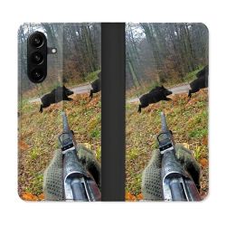 Housse Cuir Portefeuille Pour Samsung Galaxy A57 5G Chasse Vision Tir