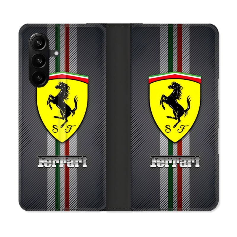 Housse Cuir Portefeuille Pour Samsung Galaxy A57 5G Ferrari Carbone