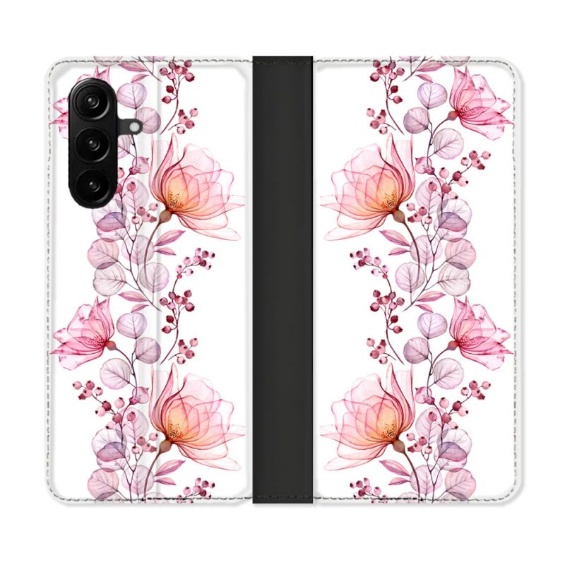 Housse Cuir Portefeuille Pour Samsung Galaxy A57 5G Fleur Eclosion