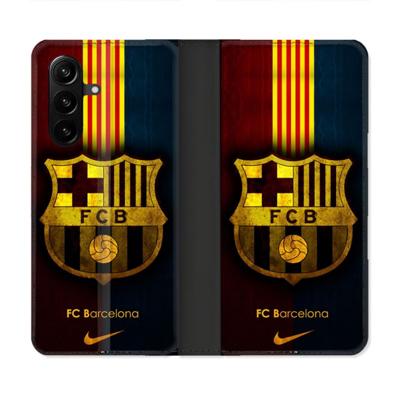 Housse Cuir Portefeuille Pour Samsung Galaxy A57 5G Foot FC Barcelone Vintage