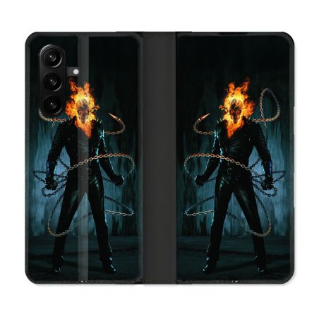 Housse Cuir Portefeuille Pour Samsung Galaxy A57 5G Ghost Rider