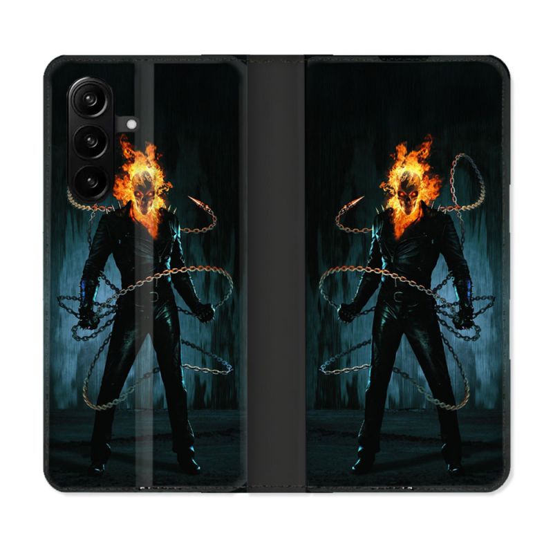 Housse Cuir Portefeuille Pour Samsung Galaxy A57 5G Ghost Rider