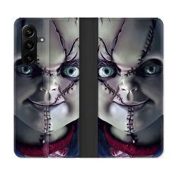 Housse Cuir Portefeuille Pour Samsung Galaxy A57 5G Horreur Chucky Cicatrice