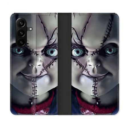 Housse Cuir Portefeuille Pour Samsung Galaxy A57 5G Horreur Chucky Cicatrice