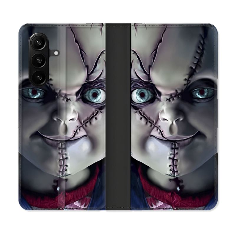 Housse Cuir Portefeuille Pour Samsung Galaxy A57 5G Horreur Chucky Cicatrice