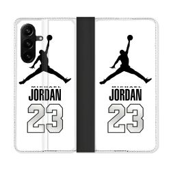 Housse Cuir Portefeuille Pour Samsung Galaxy A57 5G Jordan 23 Blanc