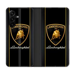 Housse Cuir Portefeuille Pour Samsung Galaxy A57 5G Lamborghini Carbone