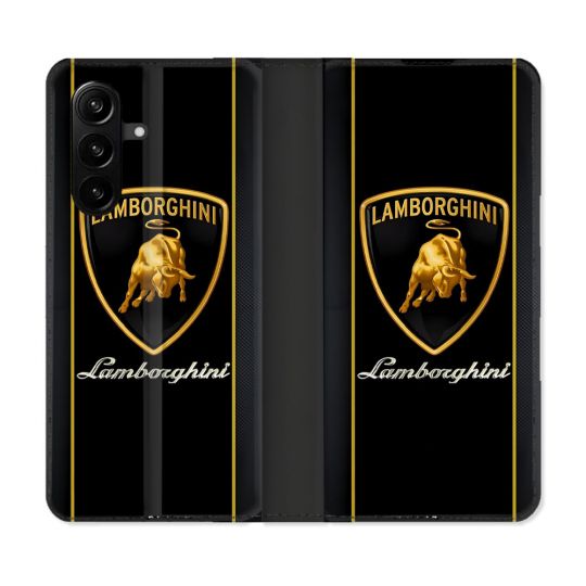 Housse Cuir Portefeuille Pour Samsung Galaxy A57 5G Lamborghini Carbone