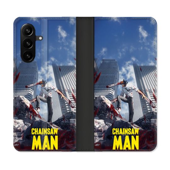 Housse Cuir Portefeuille Pour Samsung Galaxy A57 5G Manga Chainsaw Man Denji