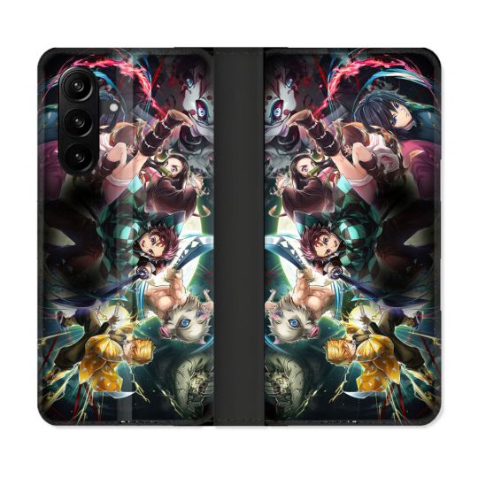 Housse Cuir Portefeuille Pour Samsung Galaxy A57 5G Manga Demon Slayer Groupe