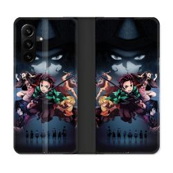 Housse Cuir Portefeuille Pour Samsung Galaxy A57 5G Manga Demon Slayer Noir