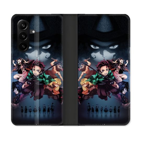 Housse Cuir Portefeuille Pour Samsung Galaxy A57 5G Manga Demon Slayer Noir