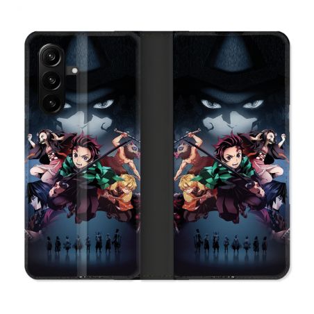 Housse Cuir Portefeuille Pour Samsung Galaxy A57 5G Manga Demon Slayer Noir