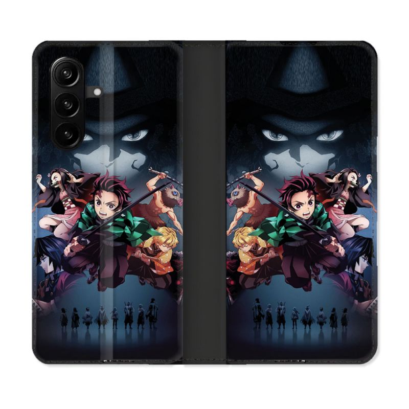 Housse Cuir Portefeuille Pour Samsung Galaxy A57 5G Manga Demon Slayer Noir