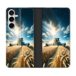 Housse cuir portefeuille Pour Samsung Galaxy S26 Agriculture Moissonneuse Blé