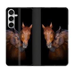 Housse cuir portefeuille Pour Samsung Galaxy S26 Animal Cheval Marron