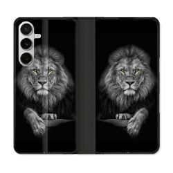 Housse cuir portefeuille Pour Samsung Galaxy S26 Animal Lion Majestueux