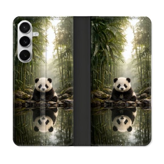 Housse cuir portefeuille Pour Samsung Galaxy S26 Animal Panda Reflet