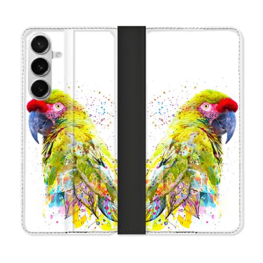 Housse cuir portefeuille Pour Samsung Galaxy S26 Animal Perroquet Jaune