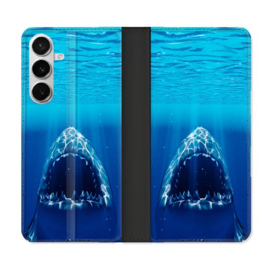 Housse cuir portefeuille Pour Samsung Galaxy S26 Animal Requin Dent