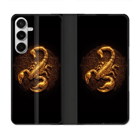 Housse cuir portefeuille Pour Samsung Galaxy S26 Animal Scorpion Fresque 2026
