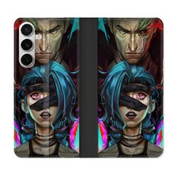 Housse cuir portefeuille Pour Samsung Galaxy S26 Arcane Jinx Bleu