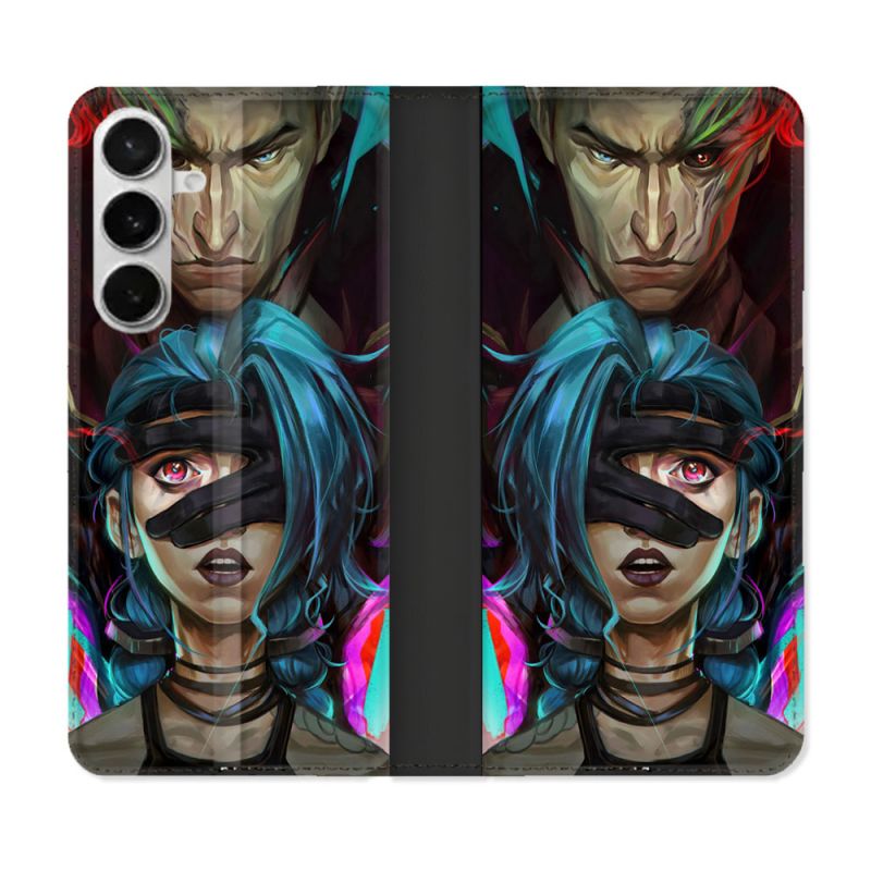 Housse cuir portefeuille Pour Samsung Galaxy S26 Arcane Jinx Bleu