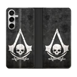 Housse cuir portefeuille Pour Samsung Galaxy S26 Assassin Creed Tete Mort