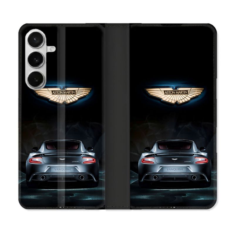 Housse cuir portefeuille Pour Samsung Galaxy S26 Aston Martin