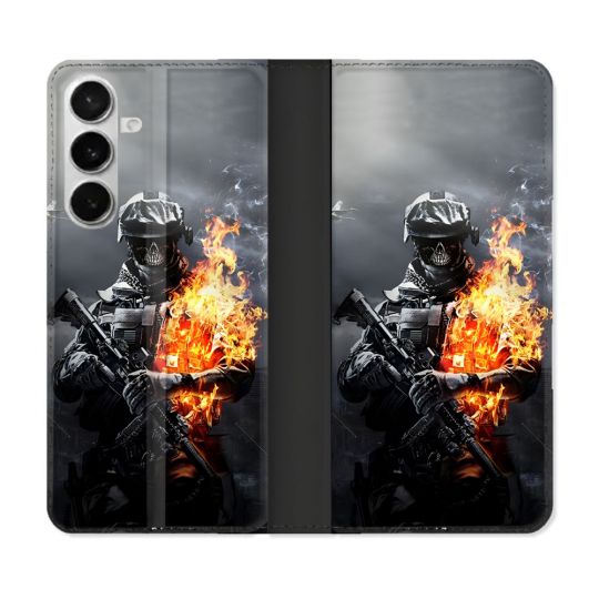 Housse cuir portefeuille Pour Samsung Galaxy S26 Call Of Duty Squelette