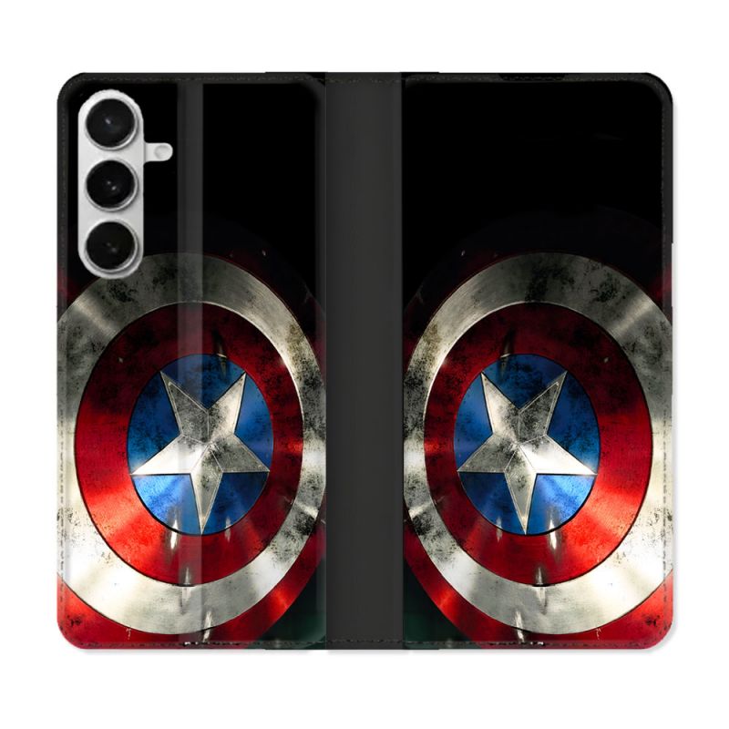 Housse cuir portefeuille Pour Samsung Galaxy S26 Captain America Bouclier